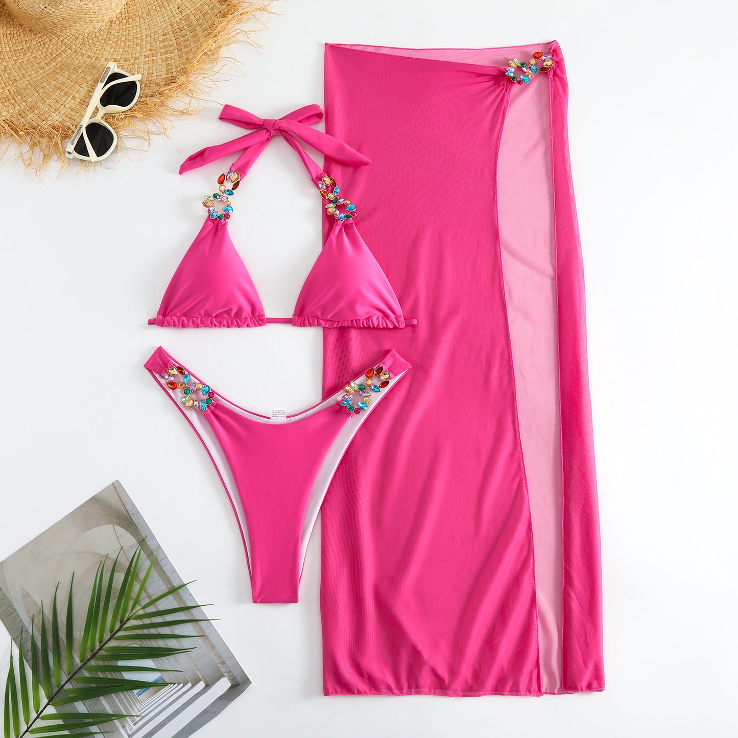 Light Diamond  Three Piece Swimsuit Bikini