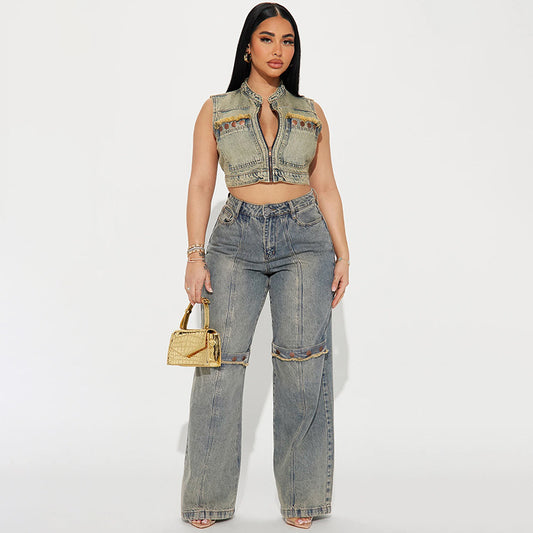 Grunge Streetwear Wide-Leg Jeans