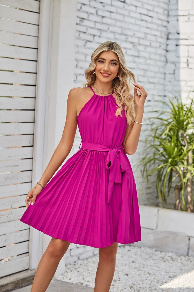 Strapless Halter Pleated Sundress