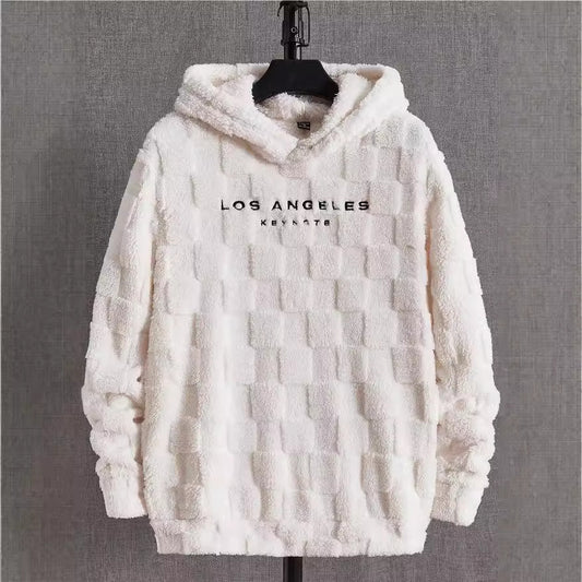 Unisex Hooded Loose Sweater Lamb Wool Pullover Coat